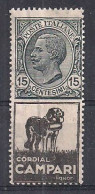 REGNO D'ITALIA   1924/25  FRANCOBOLLI  PUBBLICITARI   SASS.3  MLH VF - Reclame