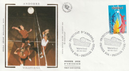 "  VOLLEY-BALL " Sur Enveloppe 1er Jour Sur Soie D'ANDORRE De 1997. Parfait état. FDC A SAISIR ! - Volley-Ball