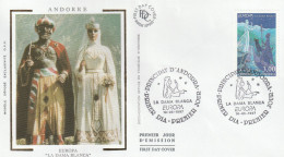 " EUROPA 1997 : LA DAMA BLANCA " Sur Enveloppe 1er Jour Sur Soie D'ANDORRE De 1997 Parf état. FDC A SAISIR ! - 1997