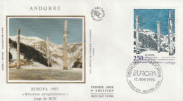 " EUROPA 1993 : STRUCTURES AUTOGENERATRICES " Sur Enveloppe 1er Jour Sur Soie D'ANDORRE De 1993 Parf état FDC A SAISIR - 1993