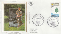 " ANNEE EUROP. DE LA CONSERVATION DE LA NATURE" Sur Enveloppe 1er Jour Sur Soie D'ANDORRE De 1993 Parf état FDC A SAISIR - Protection De L'environnement & Climat