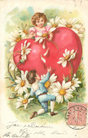 Carte Gaufrée - Dessin Enfants -  Coeur Fleurs Marguerite   Z 718 - Dessins D'enfants