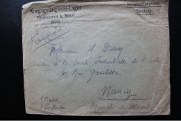 1914-18 LSC CAMP DE PRISONNIER DE FRIEDRICHSFELD CACHET DU CAMP  POUR NANCY VERSO CAD NANCY CACHET BIENFAISANCE 1915 - Courriers De Prisonniers