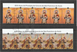 Portugal 2023 800 Anos Do Presépio De Greccio De São Francisco Assis Upper Line Linha Superior - Full Sheets & Multiples