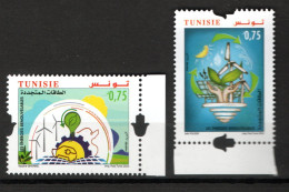 2023- Tunisie - Énergies Renouvelables- Soleil- Vent- Éolienne- Mains - Plantes - Lampe- Série Complete 2v.MNH** - Autres & Non Classés