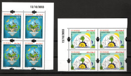 2023- Tunisie - Énergies Renouvelables- Soleil- Vent- Éolienne- Mains - Plantes - Lampe- Bloc De 4- 2v.MNH** Coin Daté - Autres & Non Classés