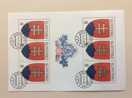 Bloc De 6 Timbres 1993 Pofis 1 Armoiries Slovaquie YT 128 Oblitéré 1er Timbre Du Pays - Blocs-feuillets