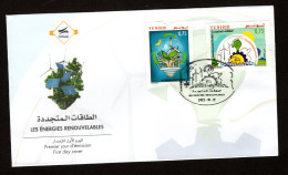 2023- Tunisie - Énergies Renouvelables- Soleil- Vent- Éolienne- Mains - Plantes - Lampe- FDC - Other & Unclassified