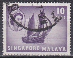 Singapur Singapure 1955 Transport Seefahrt Seafaring Schiffe Ships Segelschiffe Sailing Tonkong Holz Wood, Mi. 34 Gest. - Singapore (...-1959)