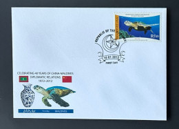 Maldives 2012 / 2013 Mi. 4841 FDC Diplomatic Relations China Chine Hawkshill Turtle Tortue Schildkröte Marine Fauna - Ongebruikt