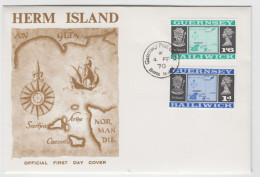 Guernsey 1d & 1/6 Corrected Latitude 49° First Day, 4.FE.70 - Guernesey