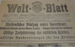 Welt-Blatt Wien 21.11.1917 - Kaiserpaar Auf Dem Sw. Kriegsschauplatz - Monte Tomba - Ital. Rückzug - 40*28cm (65624) - Tedesco