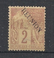 REUNION - 1891 - N°YT. 18a - Type Alphée Dubois 2c Brun - Neuf (*) / MNG - Neufs