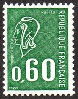 France Marianne De Béquet N° 1815 C ** Le 60c Vert Gomme Tropicale Sans Bande De Phophore  - Taille Douce - 1971-1976 Marianne (Béquet)