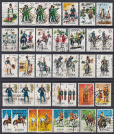 ⁕ SPAIN 1973 - 1977 ⁕ Military Uniforms ⁕ 36v Used - ( 26 Different ) - Colecciones