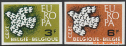 België 1961 - Mi:1253/1254, Yv:1193/1194, OBP:1193/1194, Stamp - □ - Europe 1961 Pigeons - 1961-1980