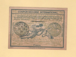 Coupon Reponse International - Surcharge Un Franc Manuscrite - Paris - 1924 - Antwortscheine