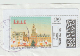 7057 Fragment Mon Timbre En Ligne Montimbrenligne LILLE BEFFROI LETTRE SUIVIE - 2010-... Illustrated Franking Labels