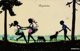 TH3355  --   MANNI GROSZE   Pinx.  --   RINGELREIHEN --  GIRLS --  SHEEP, MOUTON  --  ART DECO  --  SILHOUETTE - Grosze, Manni