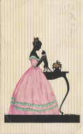 TH3357  --   MANNI GROSZE   Pinx.  --  LADY  WITH CAT, CHAT, KATZE --  ART DECO, ART NOUVEAU, JUGENDSTIL  --  SILHOUETTE - Grosze, Manni