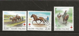 Finland 1994 Red Cross: Finnish Horses, Workhorses, Trotter ,  Cavalry Horses Mi 1245-1247 MNH(**) - Neufs