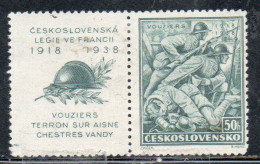 CZECH REPUBLIC CECA CZECHOSLOVAKIA CESKA CECOSLOVACCHIA 1938 BATTLE OF BACHMAC LEGIONNAIRES 50h MH - Unused Stamps