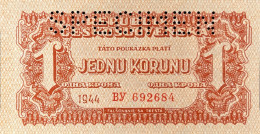 Czechoslovakia 1 Korunu, P-45S (1945) - UNC - SPECIMEN - Tschechoslowakei