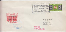 Guernsey 1971 20p Red Miniature Sheet Europa Mail Delivery On Cover Special Cachet - Guernesey