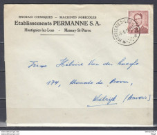 Brief Van Montignies-Lez-Lens (sterstempel) Naar Wilrijk - 1953-1972 Lunettes