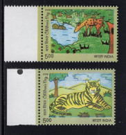India 2009 Serie 2v Children's Day Drawing Tiger Tigre MNH - Unused Stamps