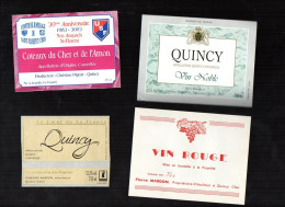 QUINCY  LOT DE 4 ETIQUETTES DE VIN LOT  40 - Collections & Sets