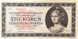 Czechoslovakia 100 Korun, P-67a (18.5.1945) - UNC - Cecoslovacchia