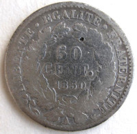 50 Centimes Cérès 1850 A Paris , En Argent , Gad# 411  - 50 Centimes