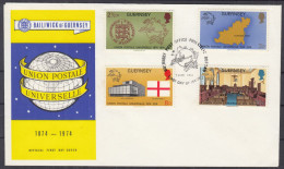 ⁕ GUERNSEY 1974 ⁕ Union Postale Universelle 1874-1974 ⁕ Official FDC Cover - Guernesey