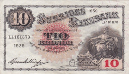 Suède - Billet De 10 Kronor - Gustav Vasa - 1939 - P34v - Suède