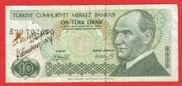 Turquie - Billet De 10 Lira - Mustapha Kemal Ataturk - 1970 (1979) - P192 - Turquie