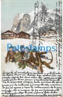 215726 SWITZERLAND COSTUMES SPORTS WINTER PEOPLE IN SLED SKY CIRCULATED TO GERMANY POSTAL POSTCARD - Port