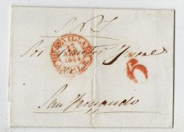 LAC - PHILIPPINES - Lettre Complète De Sevilla En 1844 Avec Cachet Rouge Et Taxe 6 Vers SAN FERNANDO (Filipinas) - Philippines