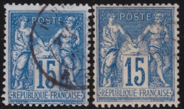 France  .  Y&T   .   90  2x     .   O      .    Oblitéré - 1876-1898 Sage (Type II)