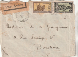 Haute Volta Yvert 54 + 62 Sur Lettre Douala 27/7/1932 Pour Bordeaux - Briefe U. Dokumente
