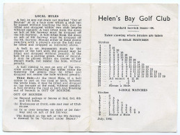 HELEN'S BAY GOLF CLUB, BANGOR - SCORECARD, 1964 - Andere & Zonder Classificatie