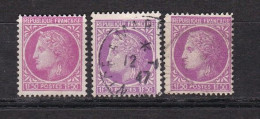 3 Timbres Oblitérés   Cérès De Mazelin  N° 679  1f 50 Lilas  Varièté Nuance De Couleur - 1945-47 Cérès De Mazelin