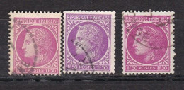 3 Timbres Oblitérés   Cérès De Mazelin  N° 679  1f 50 Lilas  Varièté Nuance De Couleur - 1945-47 Cérès De Mazelin