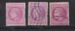 3 Timbres Oblitérés   Cérès De Mazelin  N° 679  1f 50 Lilas  Varièté Nuance De Couleur - 1945-47 Ceres De Mazelin