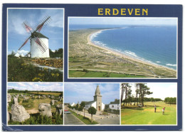 Erdeven (Morbihan) - L'elgise La Plage De Kerhilio Le Moulin Du Nardon - Erdeven