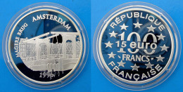 FRANCE 100 F 1996 ARGENTO PROOF PALAZZI MAGERE BRUG AMSTERDAM PESO 22,2g TITOLO 0,900 CONSERVAZIONE FONDO SPECCHIO UNC. - 100 Francs