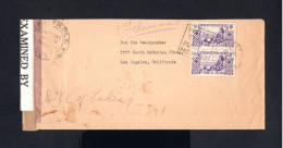 S2749-ETABLISSEMENTS DE L'OCEANIE-CENSOR COVER PAPEETE To CALIFORNIA (usa) 1942.WWII.Enveloppe OCEANIA - Cartas & Documentos