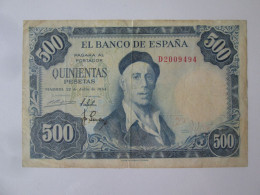 Spain 500 Pesetas 1954 Banknote Serie 2009494,see Pictures - 500 Peseten