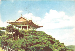 US27 Postcard Korea Chongjin Mangyung Bong 1972 Temple Sent To Beius Romania Nice Stamps - Korea (Noord)