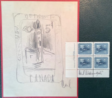 Canada Hand-drawn Essay 5c UPU CONGRESS OTTAWA 1957 Signed By Artist + Stamp, Ex Severin UPU Coll. Corinphila2012 (Proof - Ungebraucht